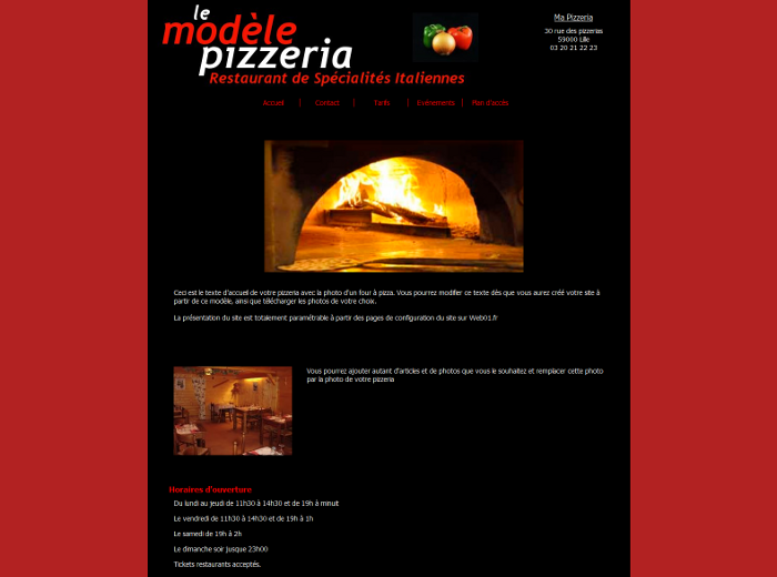 Modèle de site pizzeria